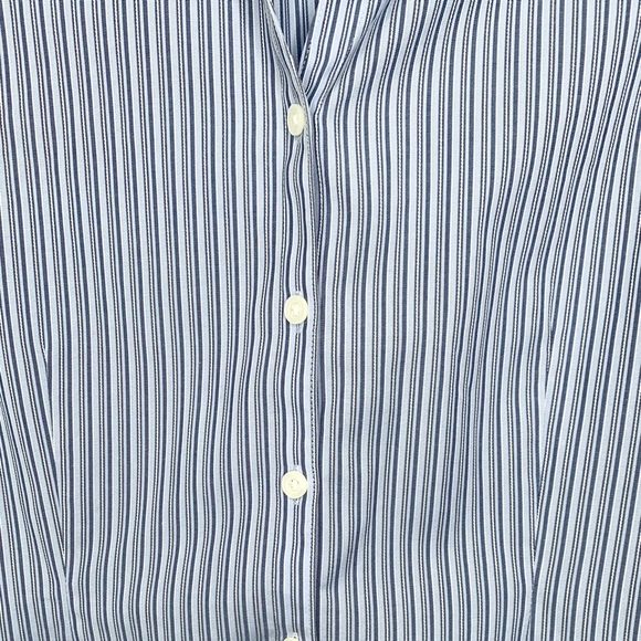 EDDIE BAUER Womens Blue Pinstriped Button Up Blouse Size L Excellent Condition! - Picture 6 of 7